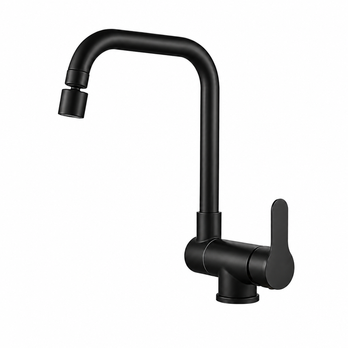 Robinet de cuisine rabattable sous fenêtre, rotation 360°, tête inclinable 2 jets, acier inoxydable, mitigeur monocommande – Bellacqua Millo