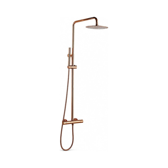 Colonne de douche thermostatique en laiton avec douche de tête ronde 20, 25 ou 30 cm, douchette à main et hauteur réglable – Bellacqua Alba