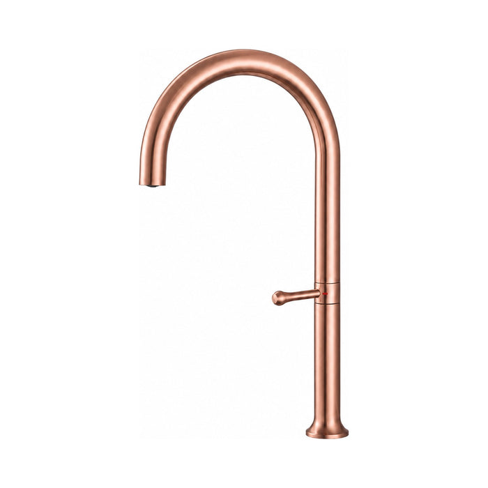 Robinet de cuisine à bec col-de-cygne, rotation 360° – acier inoxydable 304, manette latérale, cinq finitions – Bellacqua Rosa